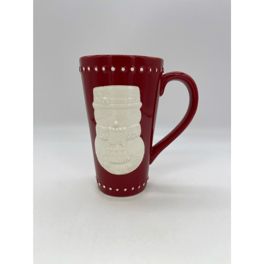 Hallmark Tall Snowman Red Coffee Mug